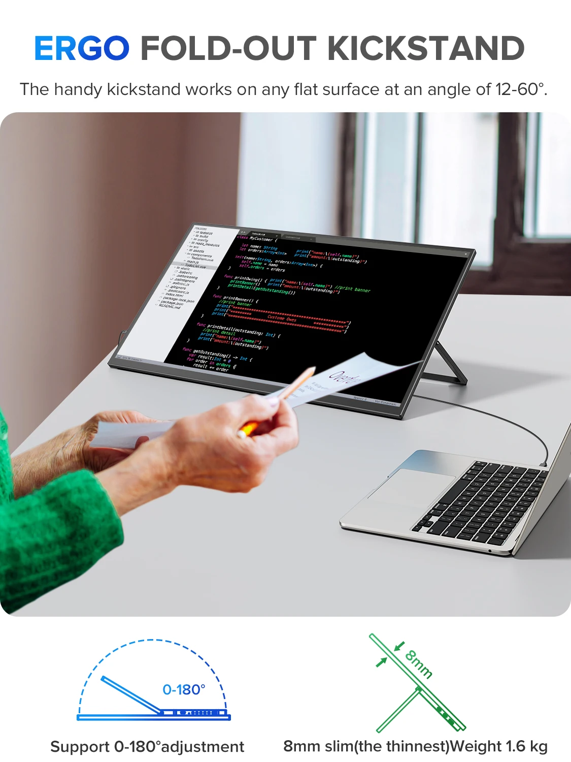 UPERFECT UMax 22 컴퓨터 게임 디스플레이 22인치 2K 1440P 100% sRGB USB-C HDMI IPS 화면 노트북 MacBook Surface PC PS4/PS5 Xbox 킥스탠드 스피커