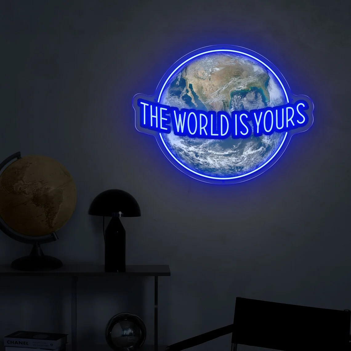 The World Is Yours Neon Sign, World UV Printed Sign, World Wall Decor, Personal…