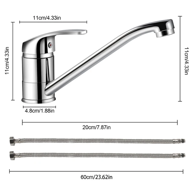 Rubinetto da cucina G3/8 Rubinetto da bagno misto caldo e freddo Rubinetto per lavabo girevole con maniglia singola Rubinetto per lavabo da piano 4