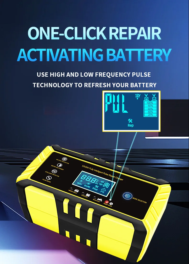 Automatic Battery Chargers 12V 24V Car Battery Charger Pulse Repair for Car Lead Acid Lithium Motorcycle