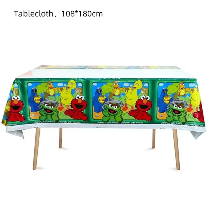 Cartoon Sesames Street Birthday Party Decor Elmo and Friends Theme Tablecloth Plate Balloon Set Cake Decor Baby Shower - Image 6
