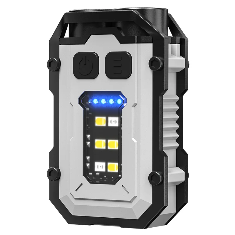 CUEI - Torcia LED Tascabile 7 Modalità - Portachiavi Ricaricabile Con Batteria 18650 - Luce Frontale E COB Laterale - Magnetica E Con Gancio