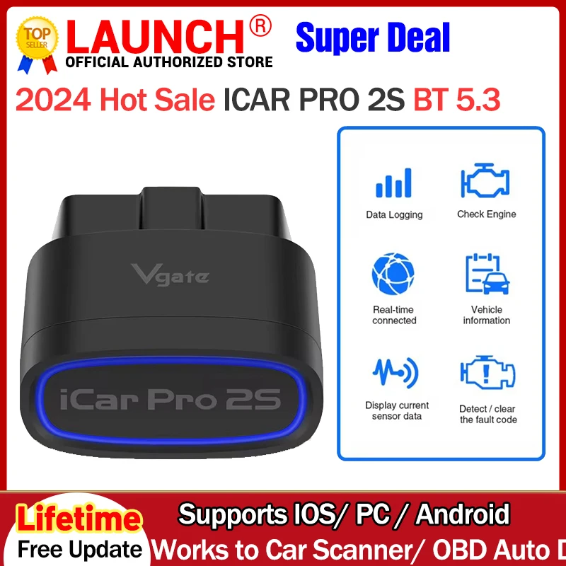 OBD2 Scanner Vgate iCar Pro 2S ELM327 Bluetooth V5.3 for Android/IOS/PC Upgraded V2.3 Car Diagnostic Tools