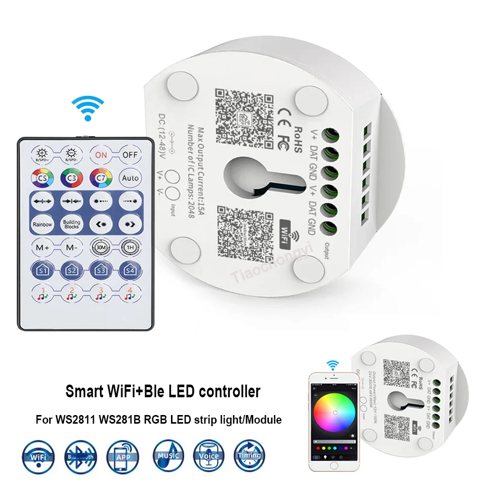 

Bluetooth-Контроллер WS2812B WS2811 с поддержкой Wi-Fi и таймера