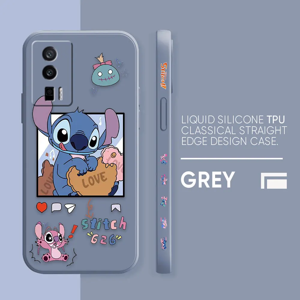 thumbnail image 1 of Case For Redmi K60E K60 K50 K40S K40 K30 9A 9 8A 8 10 Pro 4G 5G Colour Simple Liquid silicone Case Cartoon Lilo & Stitch Angel, 1 of 5