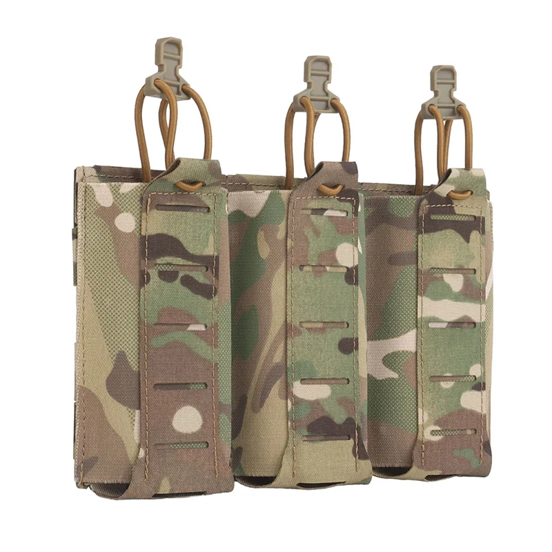 Triple Mag Pouch 5,56/7,62 mm, leicht, oben offen, elastisch, MOLLE-Halterung, Multi-Kaliber, Feldgebrauch, Jagdweste, Taillenausrüstung, Träger – Detail 5