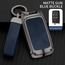 Premium Metal Leather Car Key Case Cover - Elegant and Durable Design for Luxury Vehicles Accessories (Blue)
