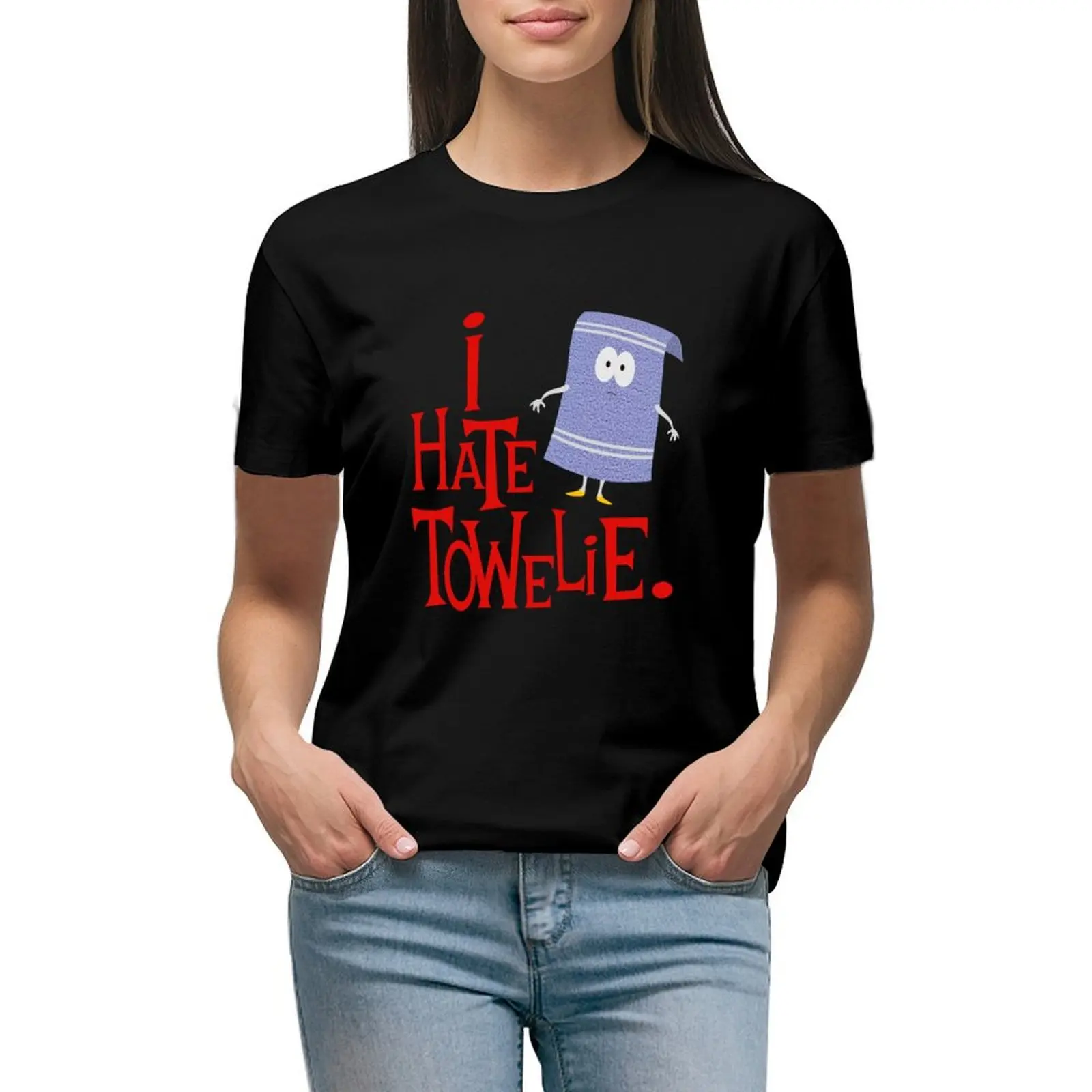 

I hate towelie T-shirt korean fashion aesthetic clothes western t-shirt dress for Women