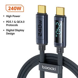 Toocki 240W USB - C to USB - C Cable with PD3.1, Digital Display, and 100W Fast Charging Capability - 1m (PD3.1 240W)