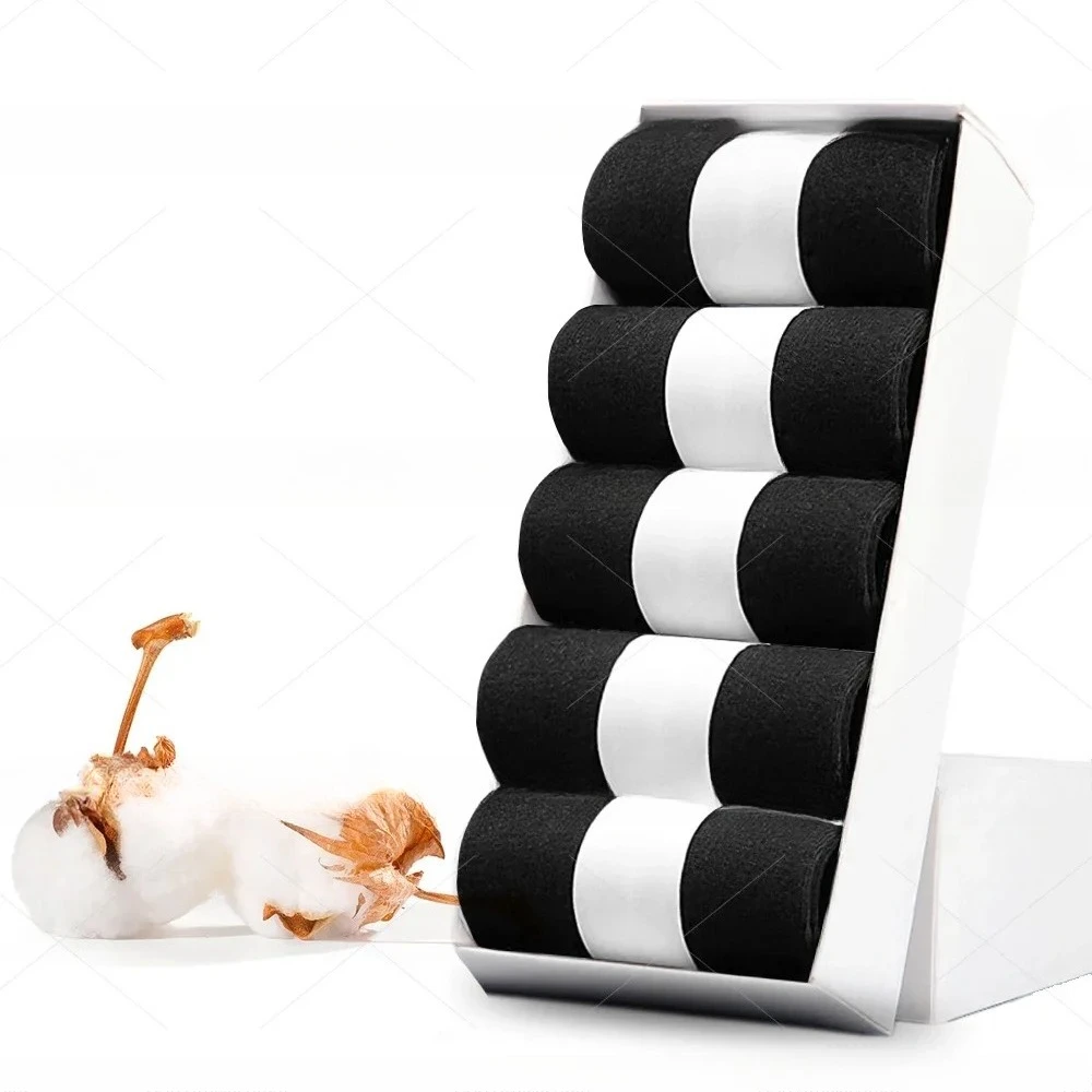 5/10 пар чоловічих шкарпеток зі суміші бавовни, чорні, ділові, повсякденні, м’які, дихаючі, на весну, літо, осінь, зиму, розмір 6-13