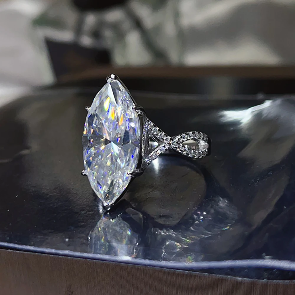 Serenity 10ct Marquise Big Moissanite Rings for Women Men Gift Sparkling Lab Diamond Wedding Rings Solid S925 Plated 18K Jewelry 10 S97107f7851214f1eb0e34ded49f1ef2ba