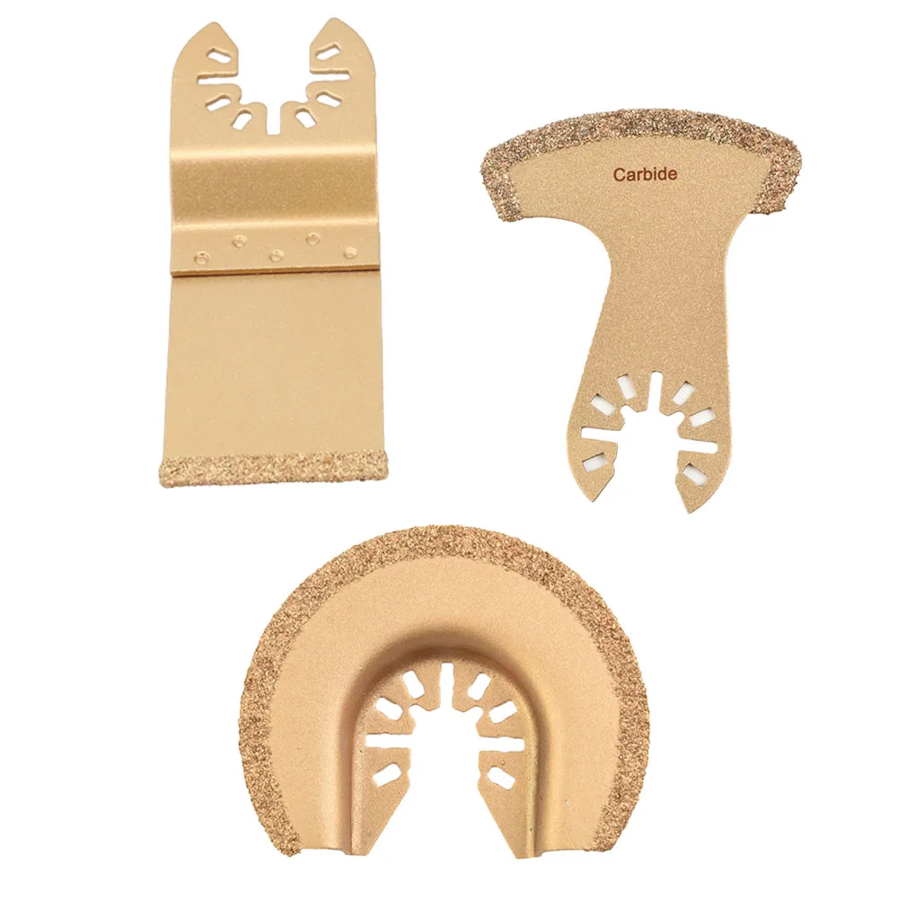 

Осциллирующий Инструмент, многофункциональный инструмент, карбид, 1 набор (3 шт.), золотые инструменты, полуциркулярная пила, лезвия пилы, 64 мм, лезвие