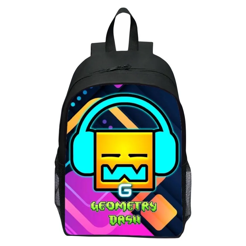 New Printed Geometry Dash Geometry Sprint Backpack for All Students, Cartoon Backpack for Men and Women 3