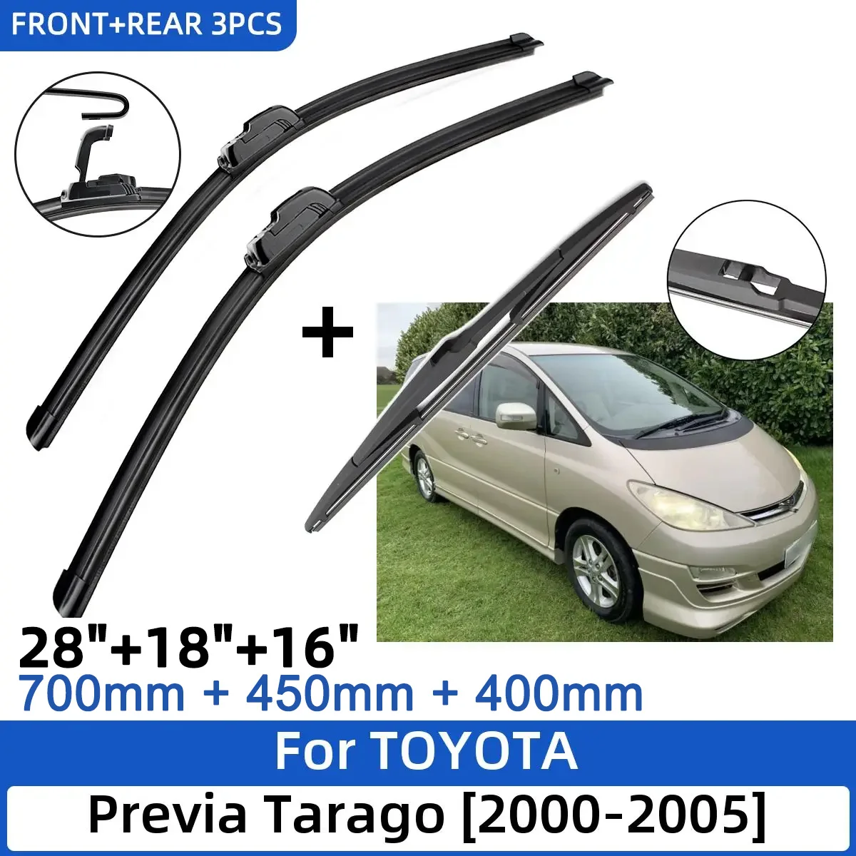 Щетки стеклоочистителя для TOYOTA Previa Tarago Estima 2000-2005, 26 + 18 + 16 дюймов, 3 шт.