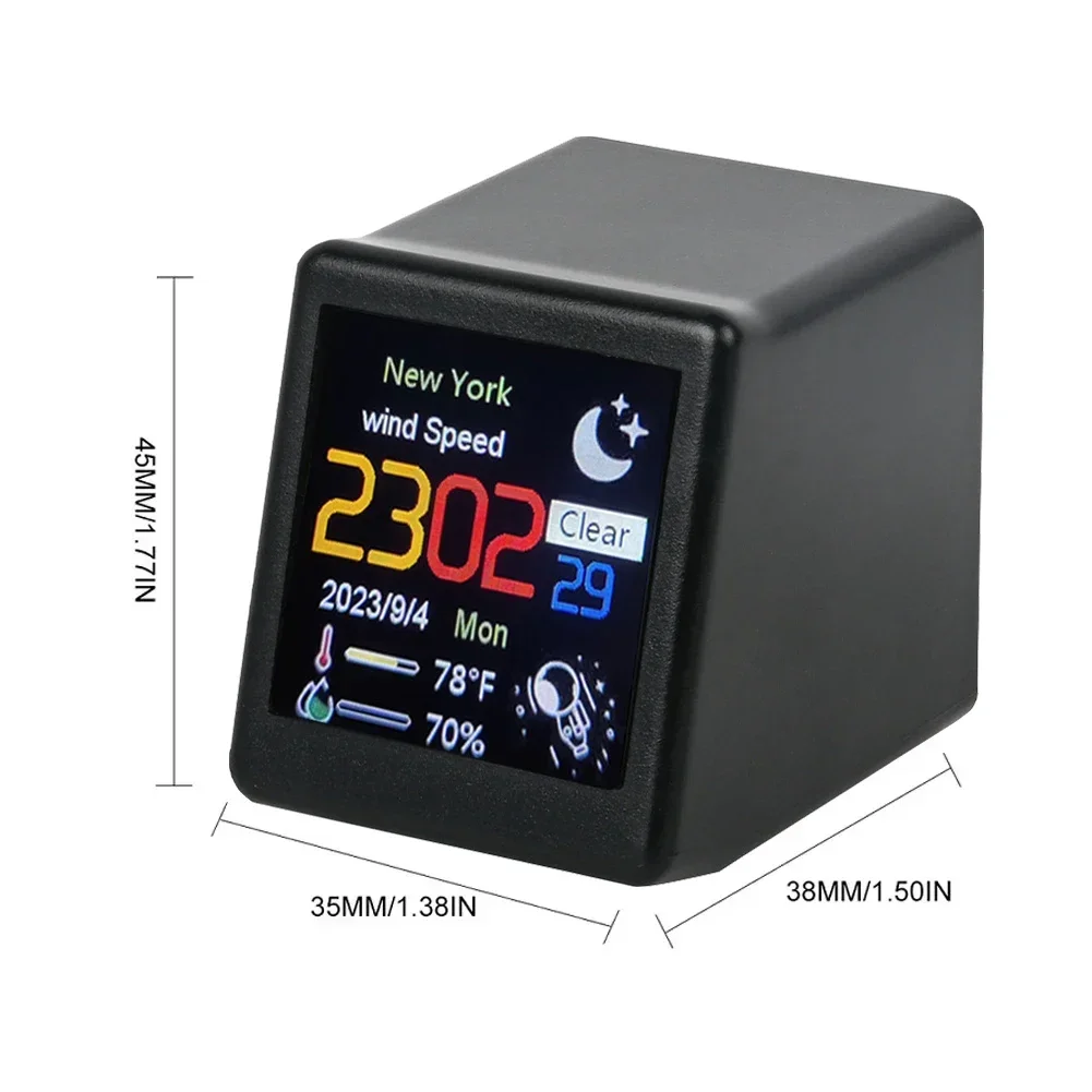 Smart WIFI Weather Station Clock MINI Size For Game Room Decoration DIY Cute GIF Animations and Electronic Album Function weather clock,weather station display,mini weather clock