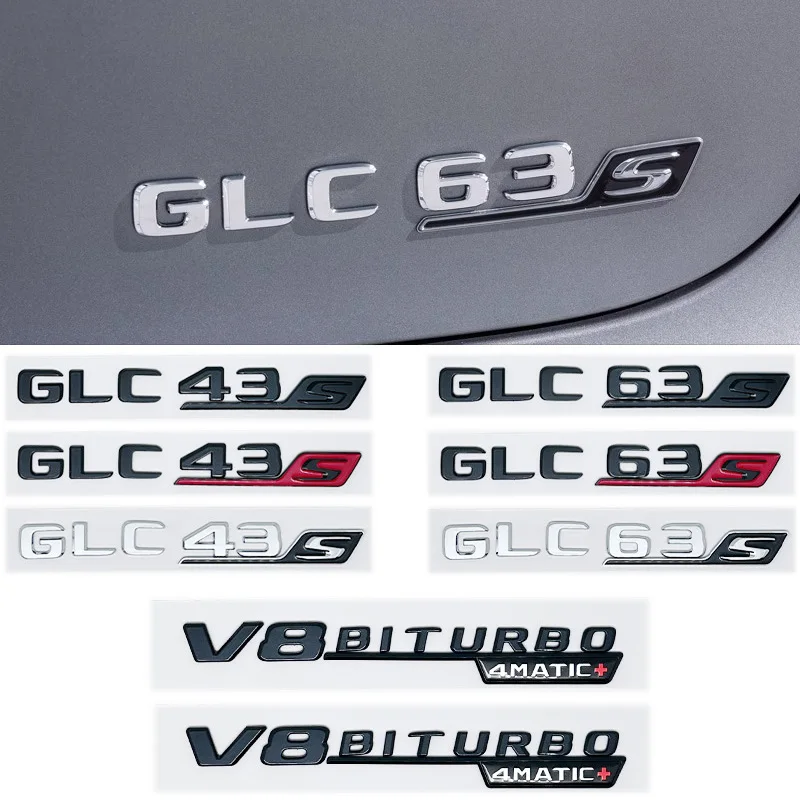 Mercedes Benz Silver Black AMG V8 BITURBO 4MATIC Emblem Badges