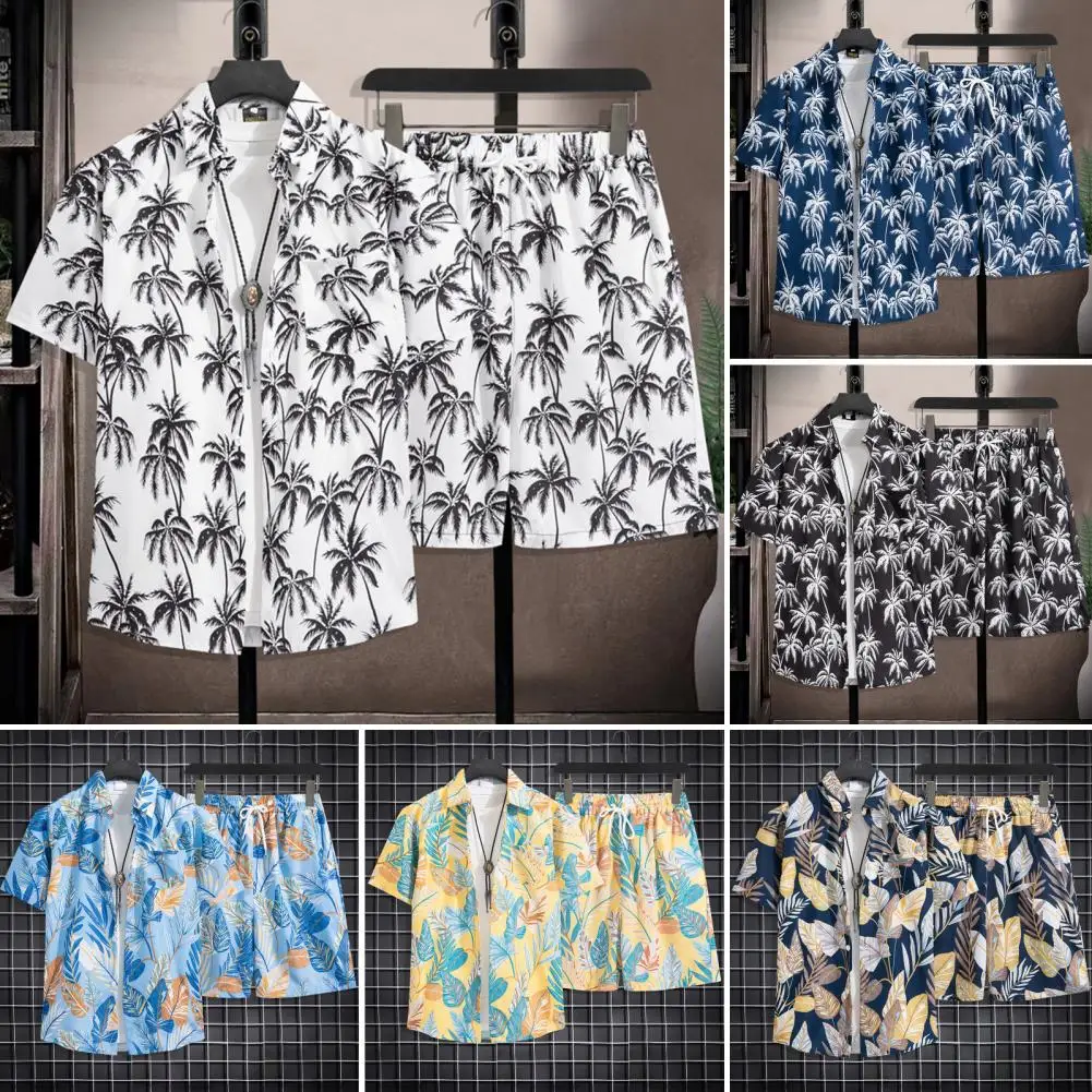 

Beach Clothes For Men 2 Piece Set Quick Dry Hawaiian Shirt and Shorts Set Men Fashion Clothing Printing Casual Outfits Summer