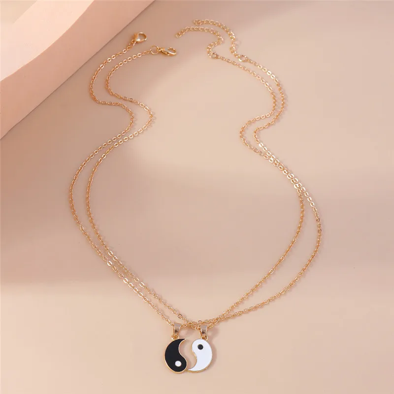 Aihua Hot Sell Smalto Yin Yang Tai Chi Collana per Donne Uomini Regalo di Compleanno Bff Migliori Amici Coppia Collana con Ciondolo Abbinato_voghion.com