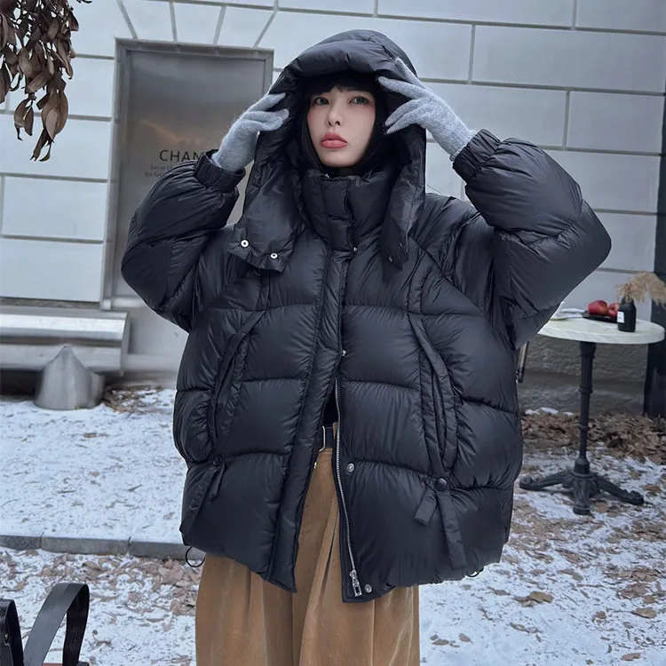thumbnail image 1 of Chaqueta de plumón de longitud media con capucha mullida Chaqueta de plumón de pato 90 gruesa de invierno Parka cálida 2024 Nueva versión coreana Chaqueta de plumón de pan, 1 of 5
