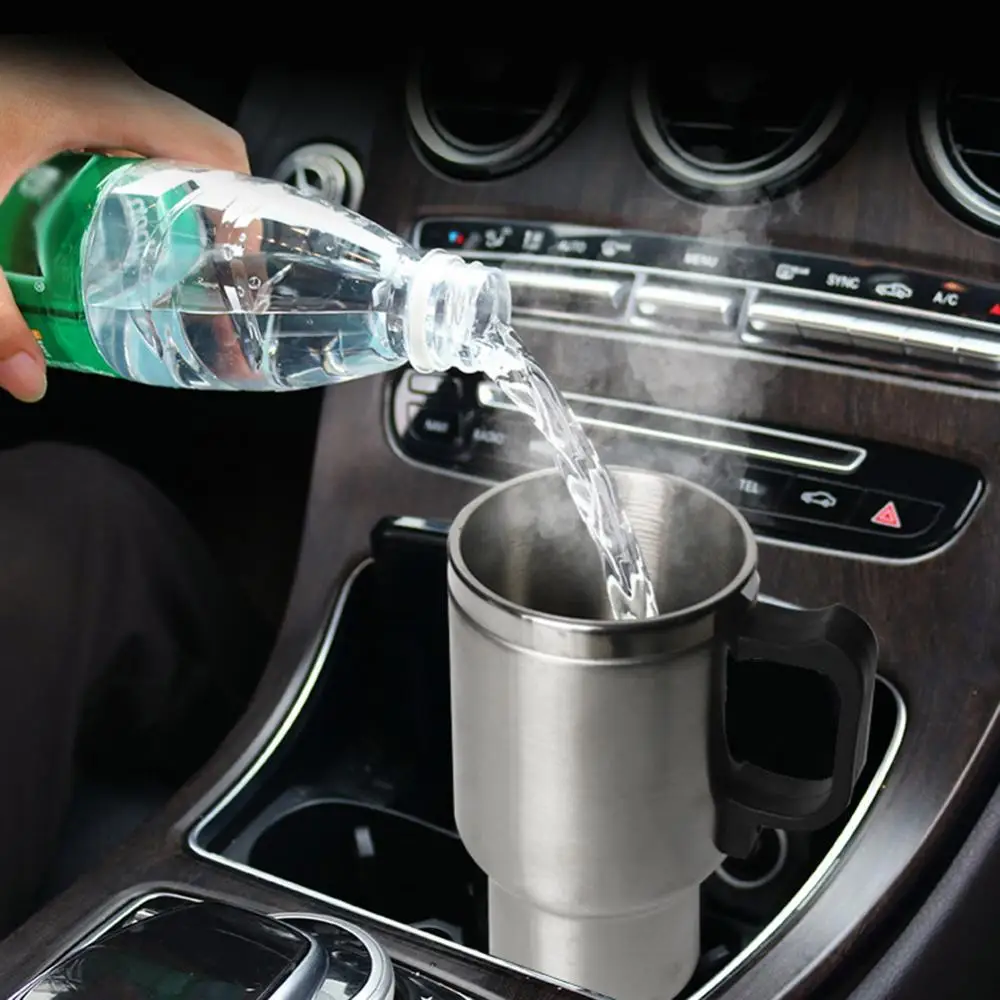 

Vehicle Heating Cup 500ML 12V Car Vehicle Heating Stainless Steel Water Cup Kettle Coffee Heated Mug Stainless Steel Accessories