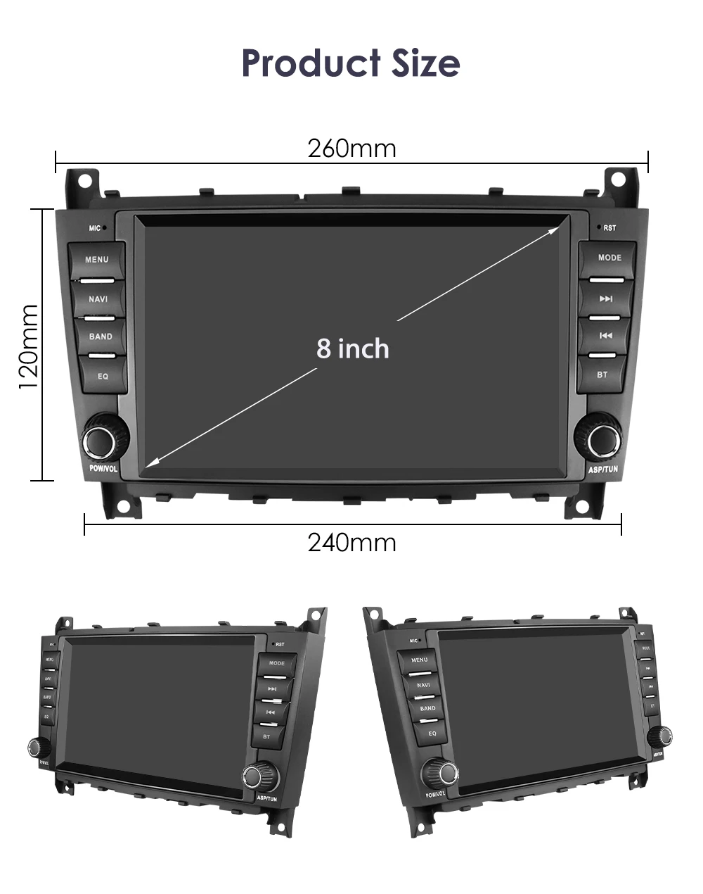 Autoradio todo en uno Android Hizpo de 8 pulgadas para Mercedes Benz Clase C W203/CLC W203 CLK W209 Autoradio Multimedia estéreo Carplay 5