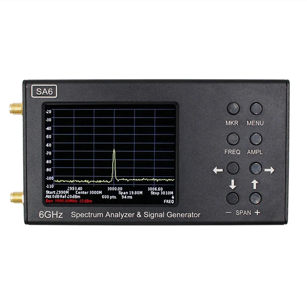 SA6 스펙트럼 분석기 및 신호 발생기, 휴대용 스펙트럼 분석기, WiFi 2G 4G LTE CDMA GSM 신호용, 3000mAh 배터리, 6GHz