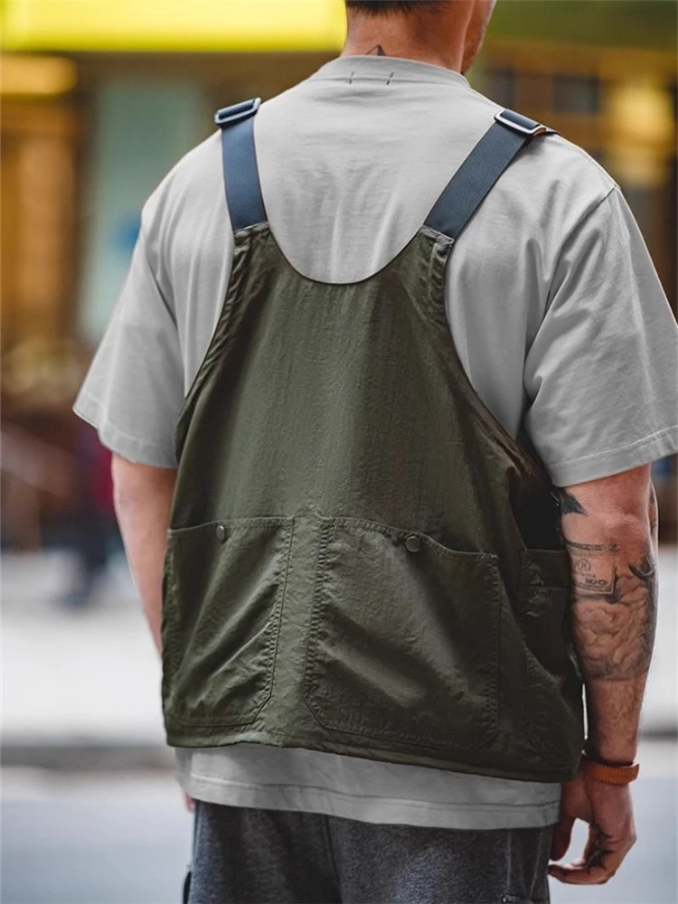 Cooling Vest Fisherman Vest Loose Fashionable Pocket Vest Fishing Jacket Men's Outdoor Fapanese Workwear Functional American Vest Suspender Summer