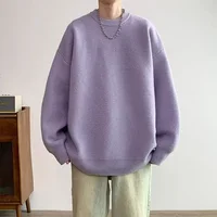 Men's Casual Knitwear Sweater Autumn Winter Lazy Style American Retro Loose Comfortable Solid Color Overhead Base Layer