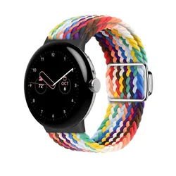 Magnetic Nylon Braided Sports Strap - Breathable & Comfortable Wristband Accessory, 41mm - Pixel Watch 3 - 4 41mm (Official Rainbow)
