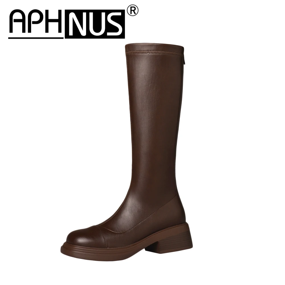 

Женские высокие сапоги выше колена APHNUS, высокие сапоги на среднем каблуке, женские сапоги, новинка 2023