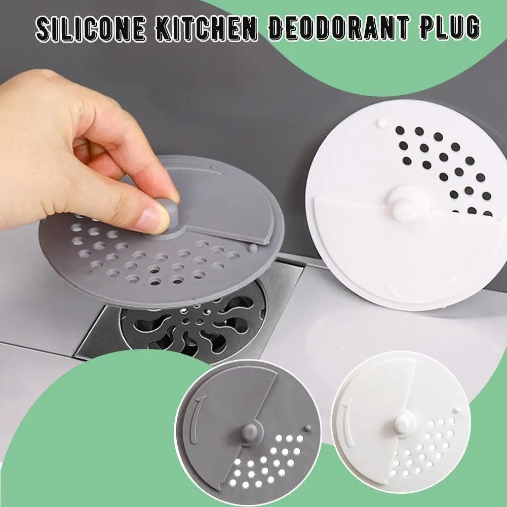 Description Picture 3 of item2Pcs Silicone Tub Stopper Floor Drain Cover with Rotatable Switch Bathroom Deodorant Round Replacement Floor Drain Strainer