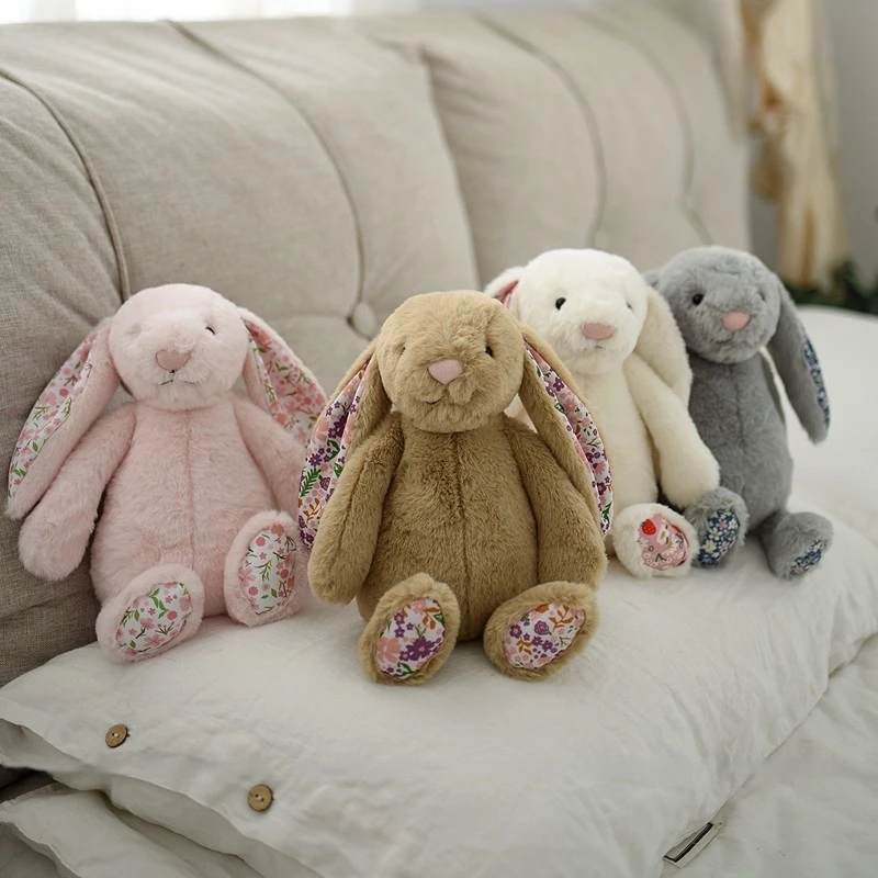 New 30cm Floral Bonnie Rabbit Doll Pink White Brown Gray Rabbit Animal ...