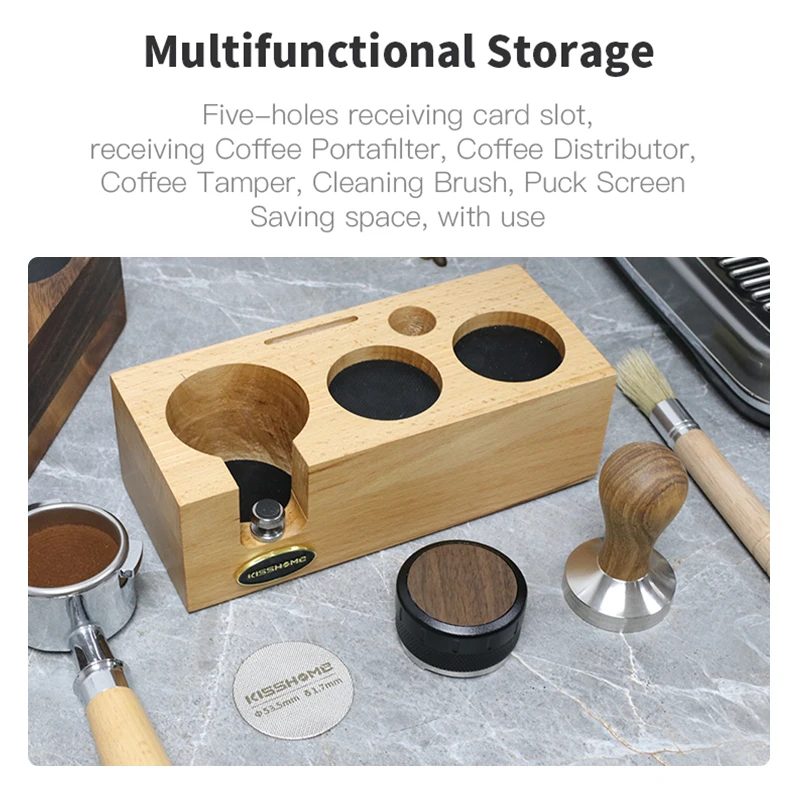 Station Tamper Espresso En Bois 58mm/54mm - Organisateur Barista 6 En 1 Avec Outils WDT, Niveleur