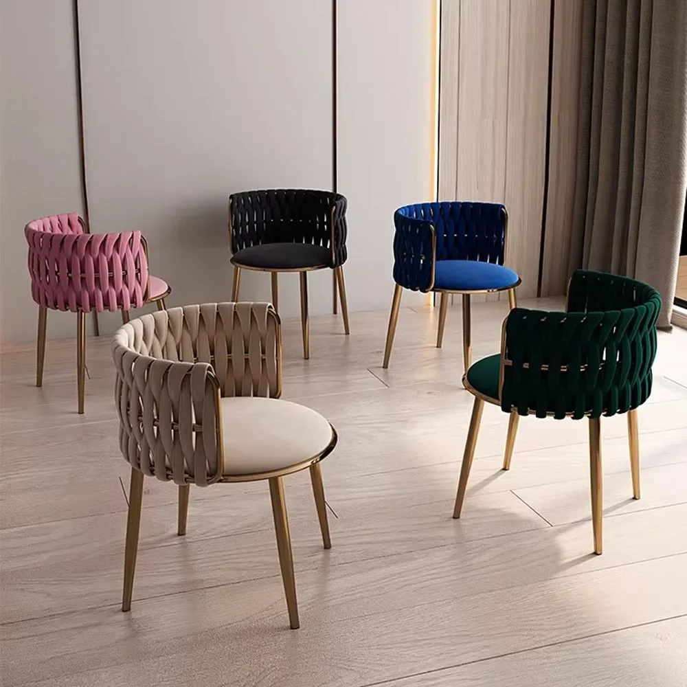 

Unique Metal Legs Dining Table Chairs Fashion Kitchen Hotel Lounge Soft Comfort Chairs Designer Single Muebles Home Furniture