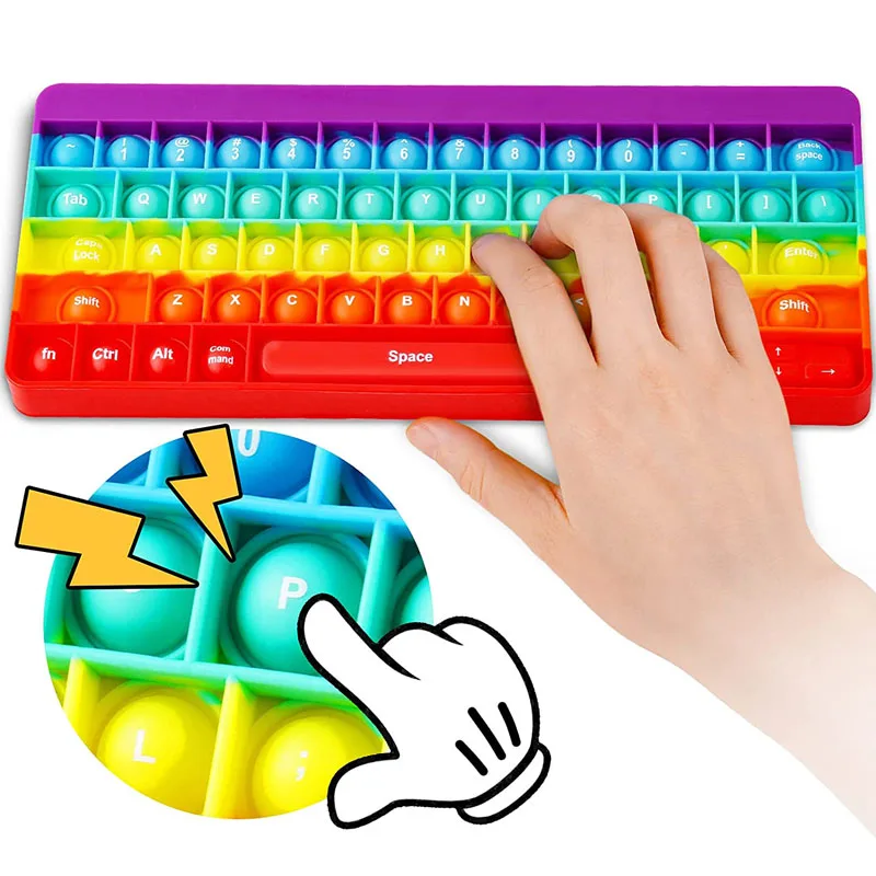 Rainbow Keyboard Push Bubble Fidget Sensory Toy ADHD ADD Autism Anxiety Stress Reliever For Kids Juguetes Antiestr&eacute;s Para Ni&ntilde;os