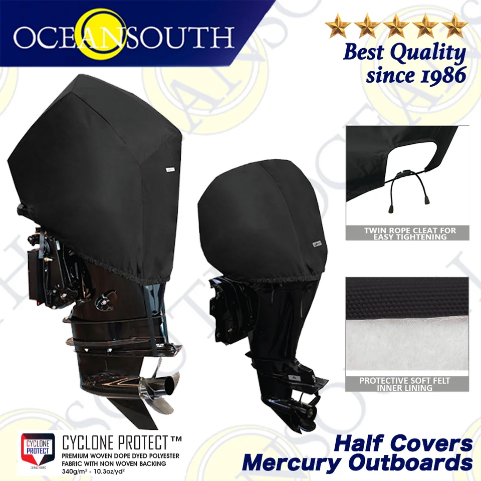Oceansouth Universal Outboard Motor Cover - Fits 135hp To 250hp Engines, Black Color, Part MA 075-8BK