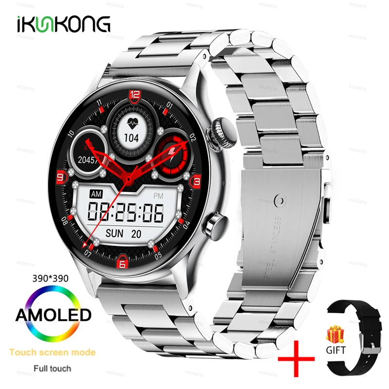 2022 New AMOLED Smartwatch Mens 1.36 inch Screen Support Always On Display Watches Waterproof Sports Fitness Tracker Smartwatch 
