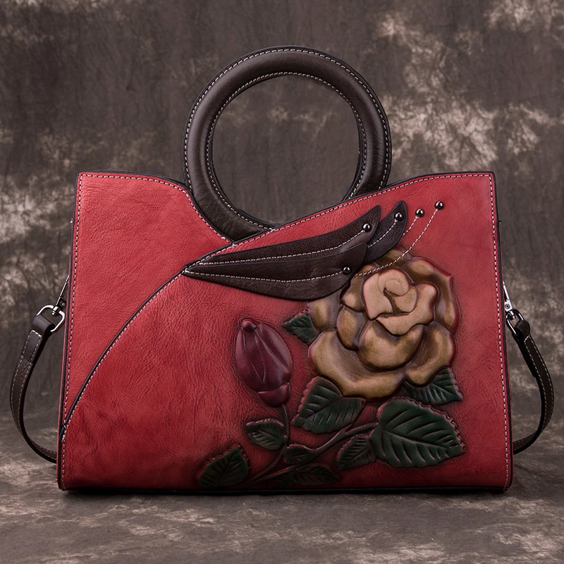 

Newsbirds Vintage Fashion Women Handbags Original Handmade Leather handbag For Ladies Featured Women Bags Green Red Female Bag