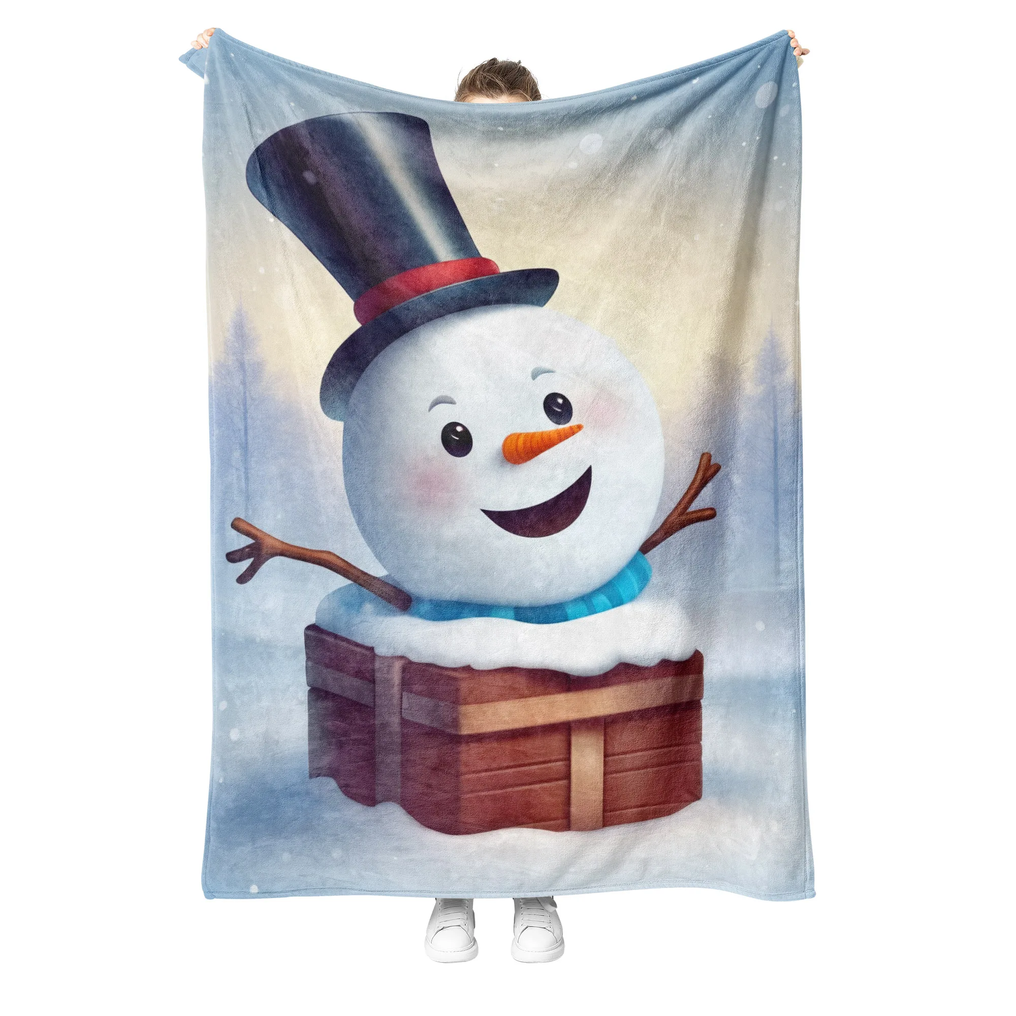 

Christmas Snowman Flannel Blanket for Couch Sofa Bed Xmas Pattern Fluffy Bed Blanket for Home Decor,Bed,Chair,Sofa