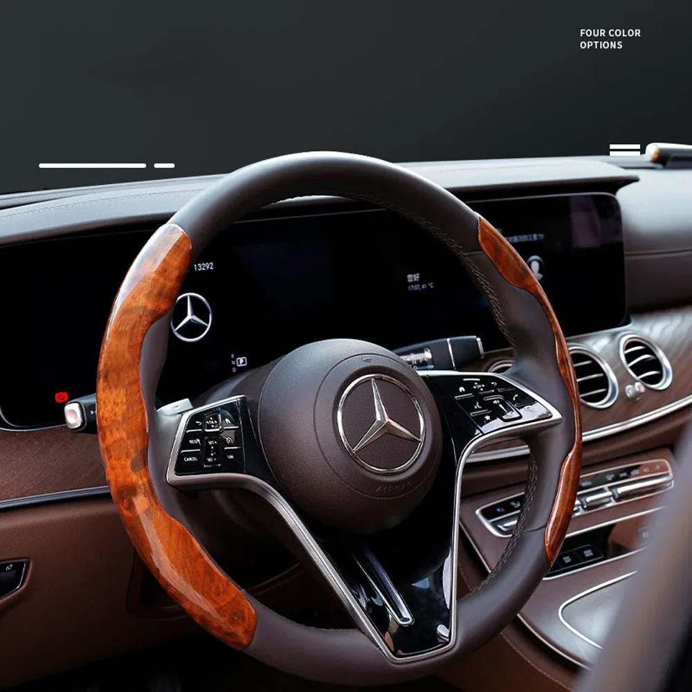 

Mahogany Pattern Steering Wheel Cover Non-Slip Silicone Steering Wheel Booster Sleeve Ferrule for 38Cm Car Steering Wheel