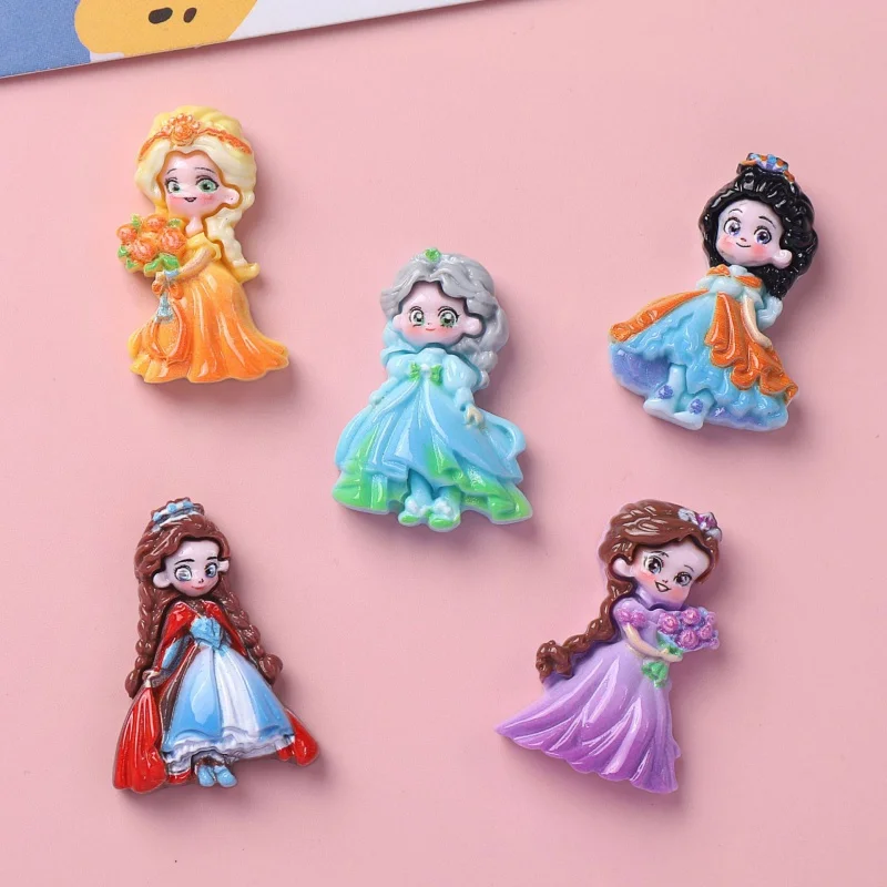 

10Pcs Cartoon Glossy Twist Braid Princess Diy Resin Accessory Handmade Barrettes Phone Case Water Cup Headdress Batch