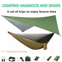 Camping Hammock with Mosquito Net and Rain Fly Tarp,Portable Parachute Tree Hammock Nylon Swing Hammocks Sun Shelter Rain Fly 1