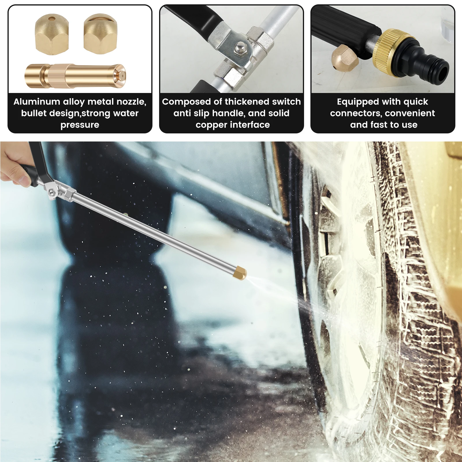 Car High Pressure Water Sprayer Washer Jet Nozzle for Garden Hose Power Washer Wand Hydro Jet High Pressure Washer Tools Car Was 6