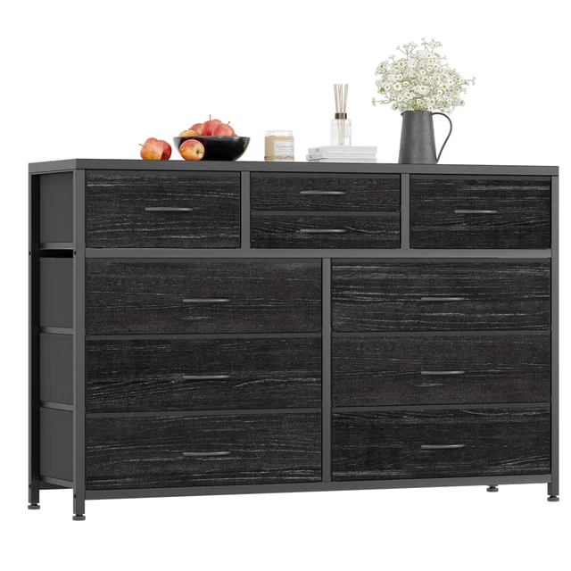 Dresser with 10 Drawers TV Stand Entertainment Center for Bedroom Entryway,Metal Frame