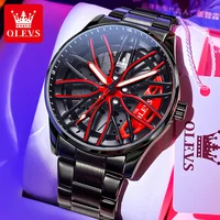 OLEVS Luxury Wheel Men's Watch Waterproof Rotary Sport Car Rim Man Quartz Watch High Quality Fashion Best Selling Luminous Watch 2