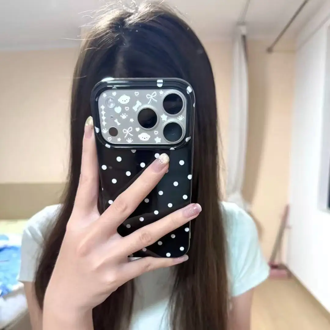 Trendy Black Minimalist Polka Dots Phone Case