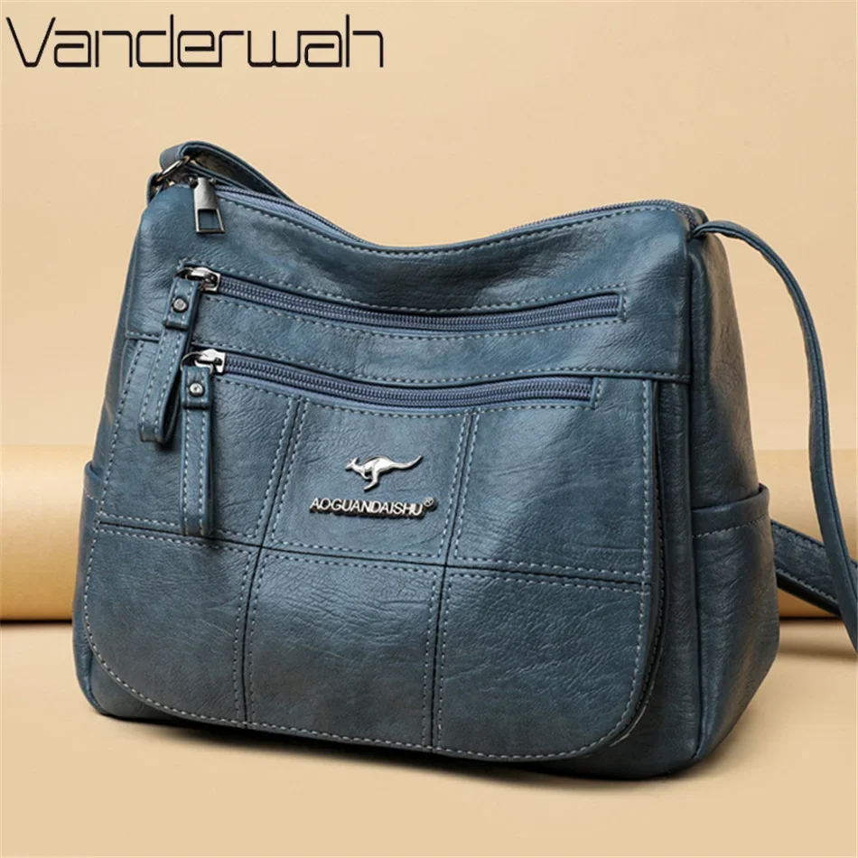 Many Pockets Shoulder Crossbody Bags for Women Brand Leather Ladies Designr Handbags Winter Style Messenger Bags Sac A Main leather handbag shoulder bag