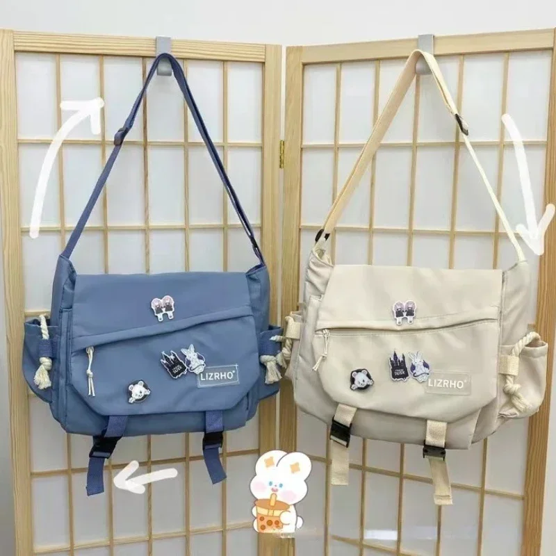 Shoulder Bag Ladies Handbag Messenger Bag Japanese School Korean Single Shoulder Girl Student Hong Kong Style Retro Large Capacity Postman Women's