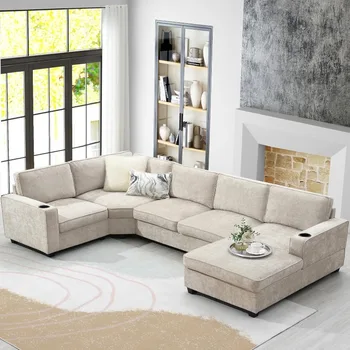 U-Shaped Chenille Sectional Sofa 1
