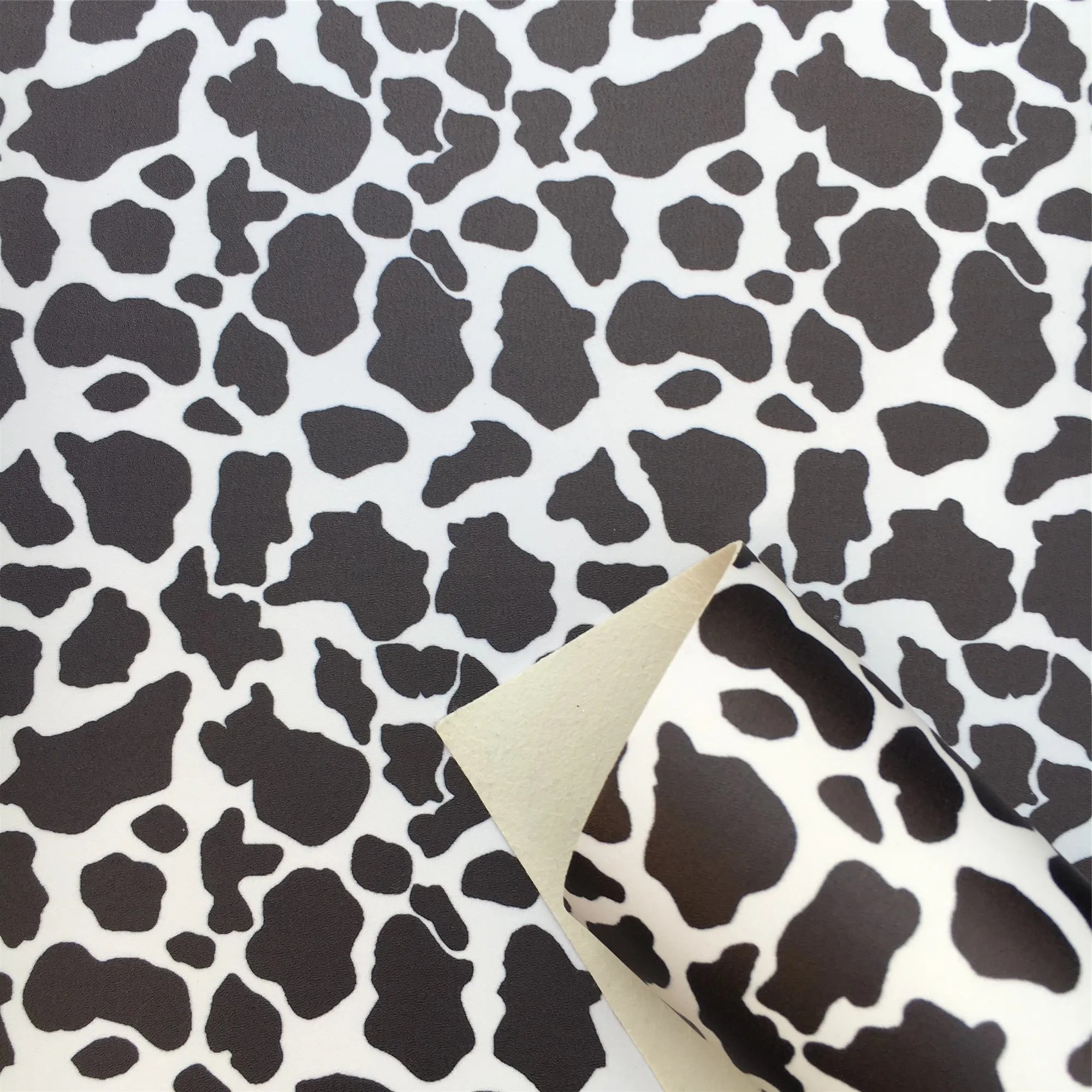 Smooth Texture Cow Spot Print Faux Synthetic Leather Fabric For Bows Leather Crafts DIY Handmade Material,1Yc22779